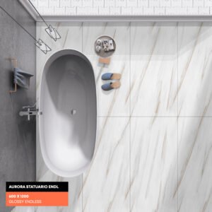 Alternative view of Aurora Statuario Porcelain Tile – 1200×600mm (Polished Finish)