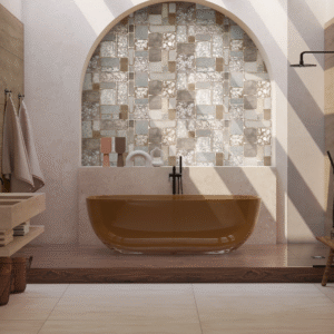 Alternative view of Bend Crema Porcelain Tile – 1200×600mm (Matt Finish)