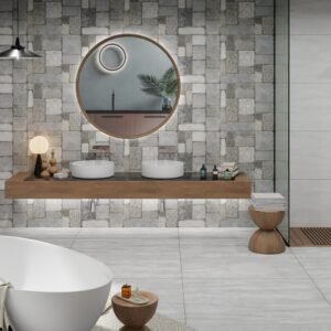 Alternative view of Bend Gris Porcelain Tile – 1200×600mm (Matt Finish)