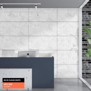 Alternative view of Cloud White Porcelain Tile – 1200×600mm (Polished Finish)