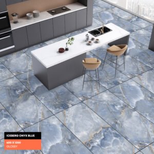 Alternative view of Iceberg Onyx Blue GVT Glossy – 1200×600mm (Polished Luxury Finish)