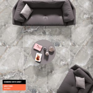 Alternative view of Iceberg Onyx Grey GVT Tile – 600×1200mm (Glossy Finish)